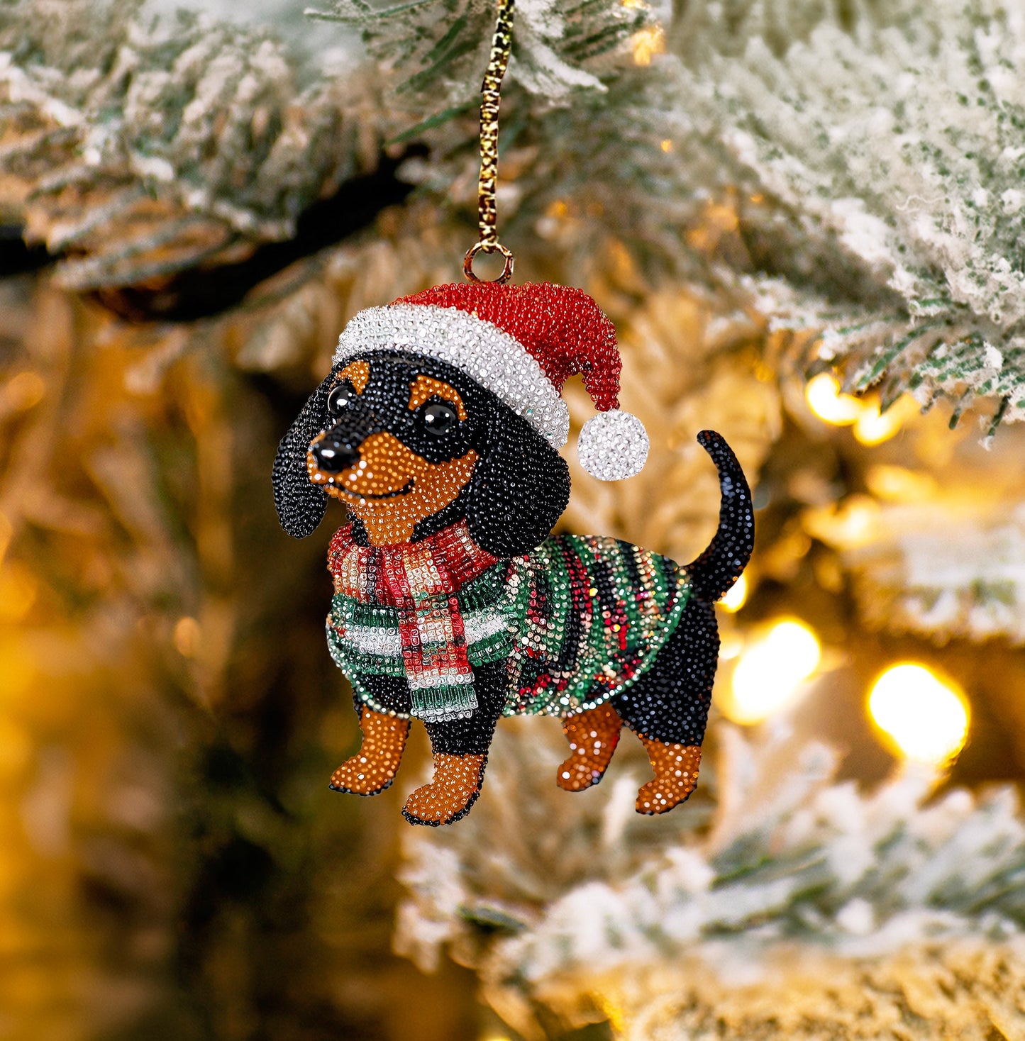 Shineful 2D Acrylic Ornament Cute Christmas Dachshund