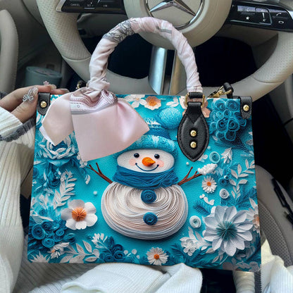 Shineful Leather Bag Floral Snowman