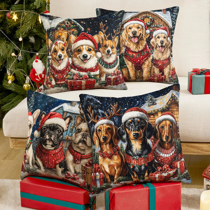 Shineful 2D Print Cushion Cover, Pillowcase, Pillows Covers - Festive Paws Collection