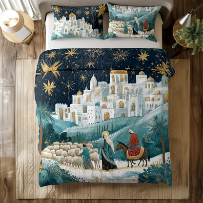 Shineful All Season Quilt 3-Piece Set Midnight Nativity