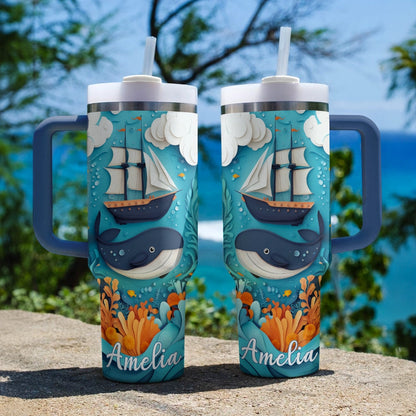 Shineful Glossy Tumbler Personalized Sailing Nautical Voyage