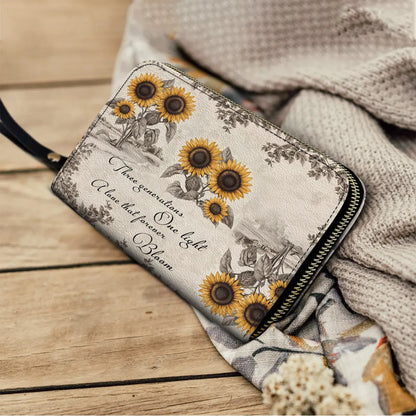 Shineful Leather Clutch Purse With Wristlet Strap Handle Generations of Sunshine
