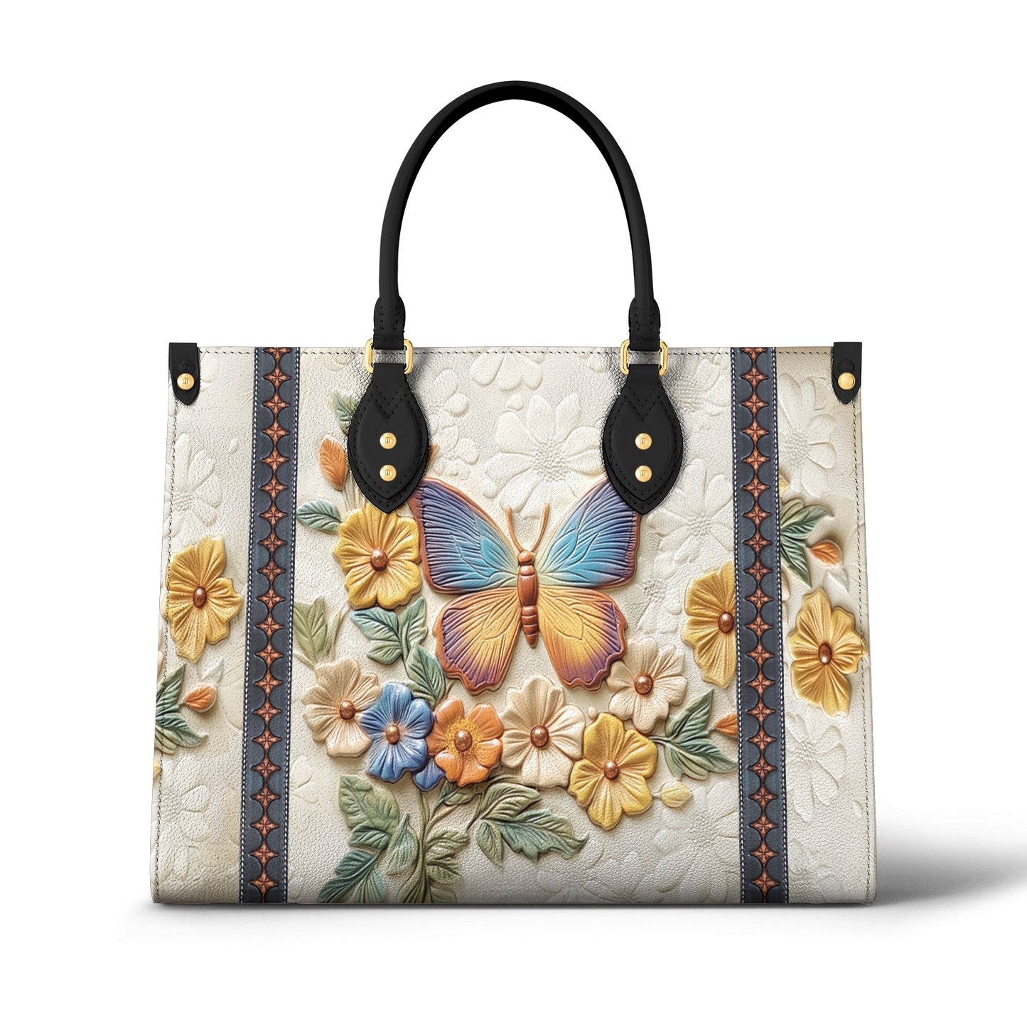 Sac en cuir brillant, enchantement papillon