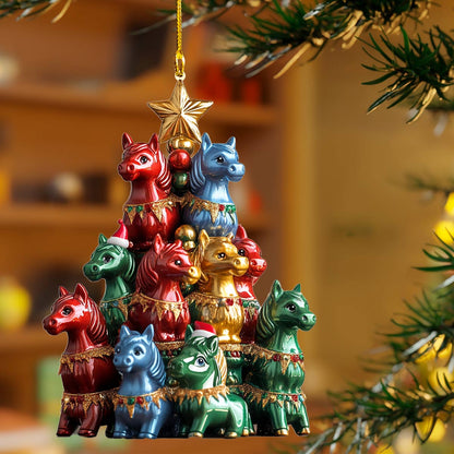 Shineful 2D Acrylic Ornament Stacked Stallions Christmas