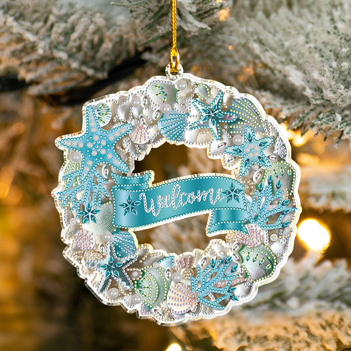 Shineful 2D Acrylic Ornament - Seaside Holiday Welcome Wreath