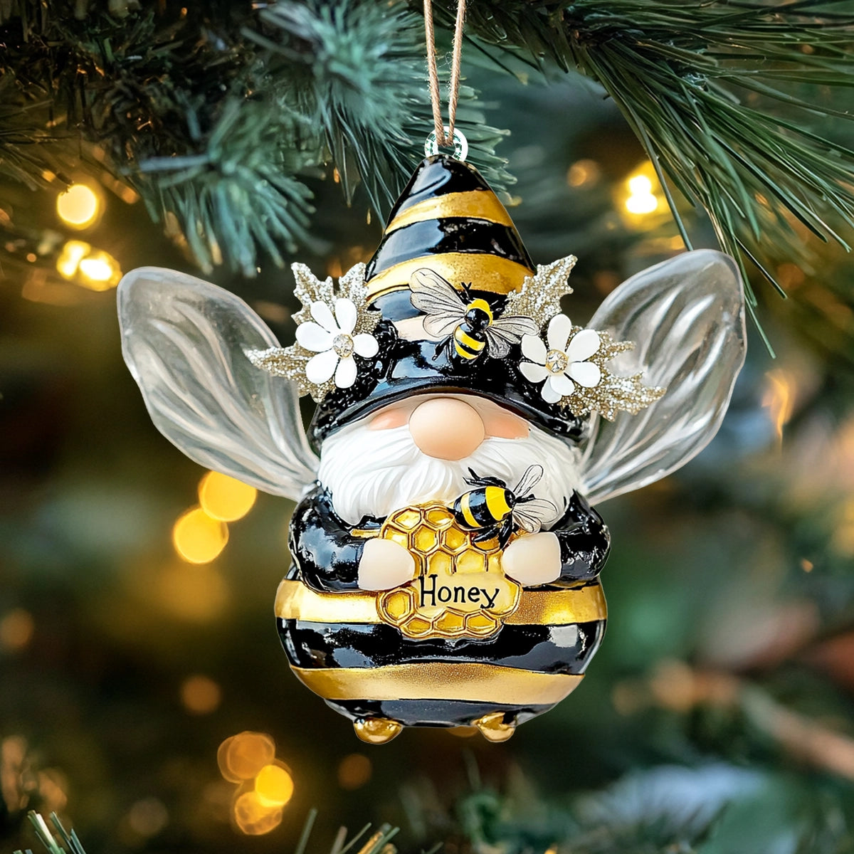 Shineful 2D Acrylic Ornament Bee Gnome Sweet Buzz of the Holidays