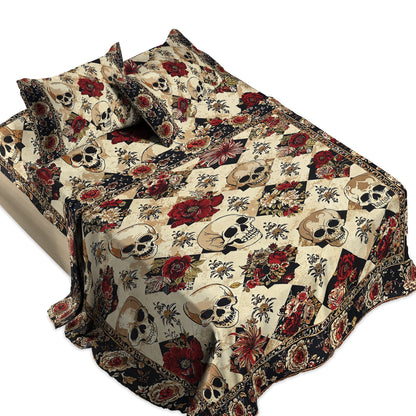 Shineful 4-Piece Bed Sheet Set - Elegant Skull Roses