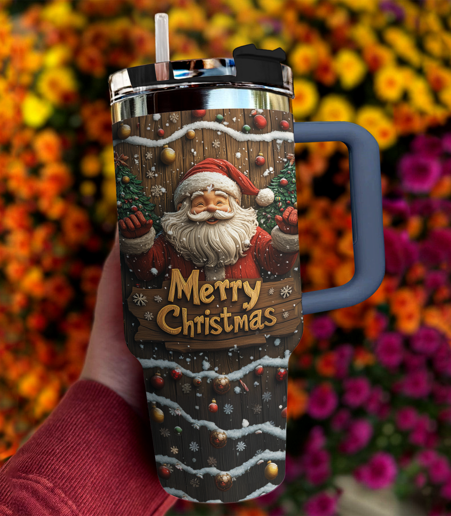 Shineful Tumbler Wooden Santa Delight