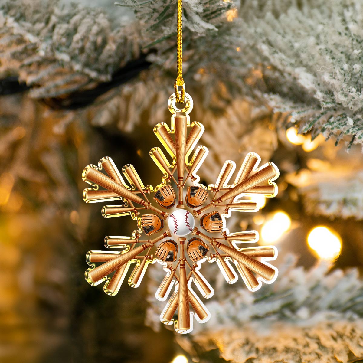 Shineful 2D Acrylic Ornament Baseball Snowflake