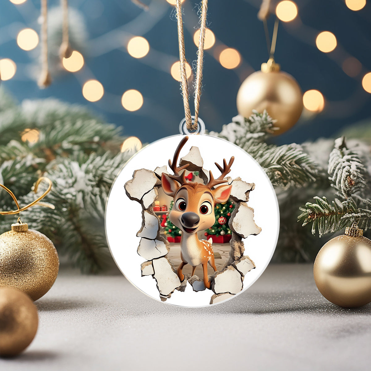 Shineful 2D Acrylic Ornament - Reindeer Breakthrough Christmas