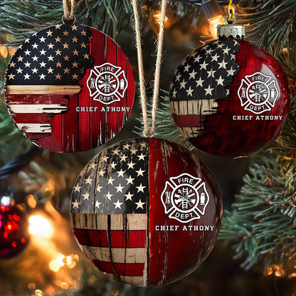 Shineful Acrylic Ornament Personalized Firefighter’s Patriot Pride