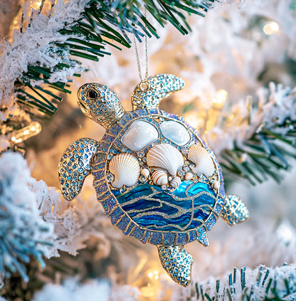 Shineful 2D Acrylic Ornament Sparkling Seashell Sea Turtle