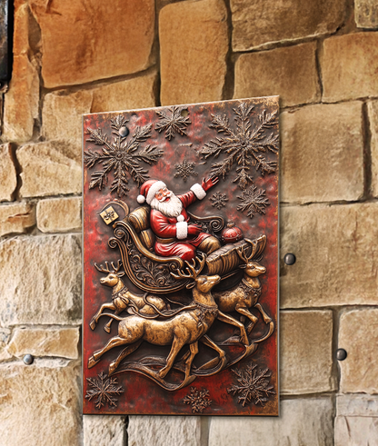 Shineful 2D Metal Sign Santa's Sleigh Adventure