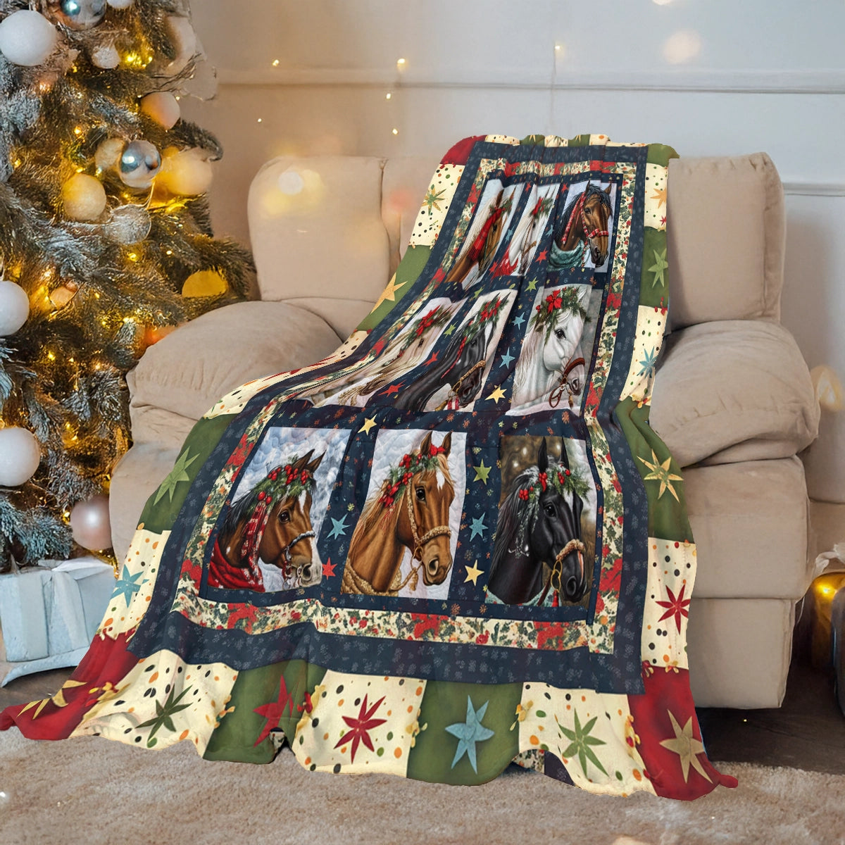 Shineful Fleece Blanket  Starlit Horse Holiday