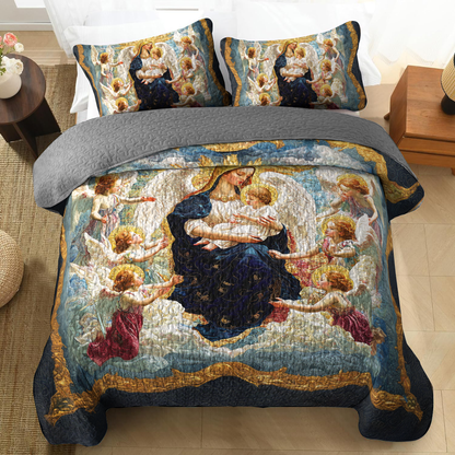 Shineful All Season Quilt 3-Piece Set - Heavenly Madonna & Child