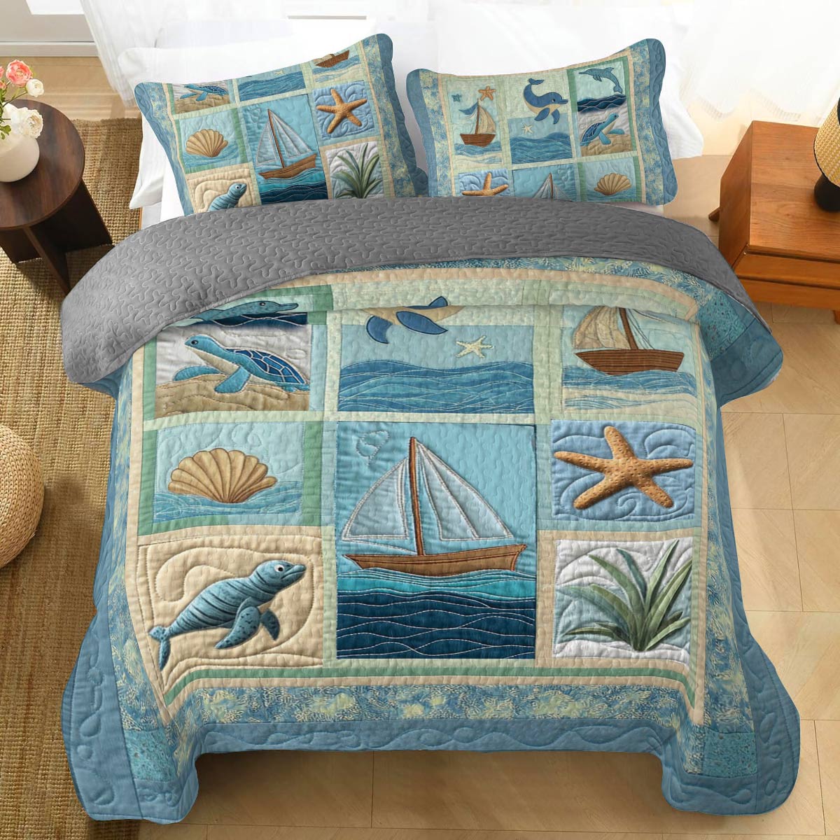 Shineful All Season Quilt 3-Piece Set Ocean Dreams