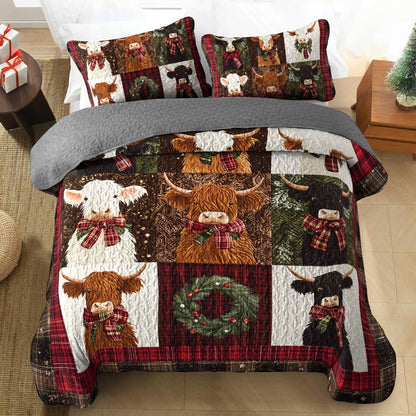 Shineful All Season Quilt 3-Piece Set - Highland Cow Cozy Patch