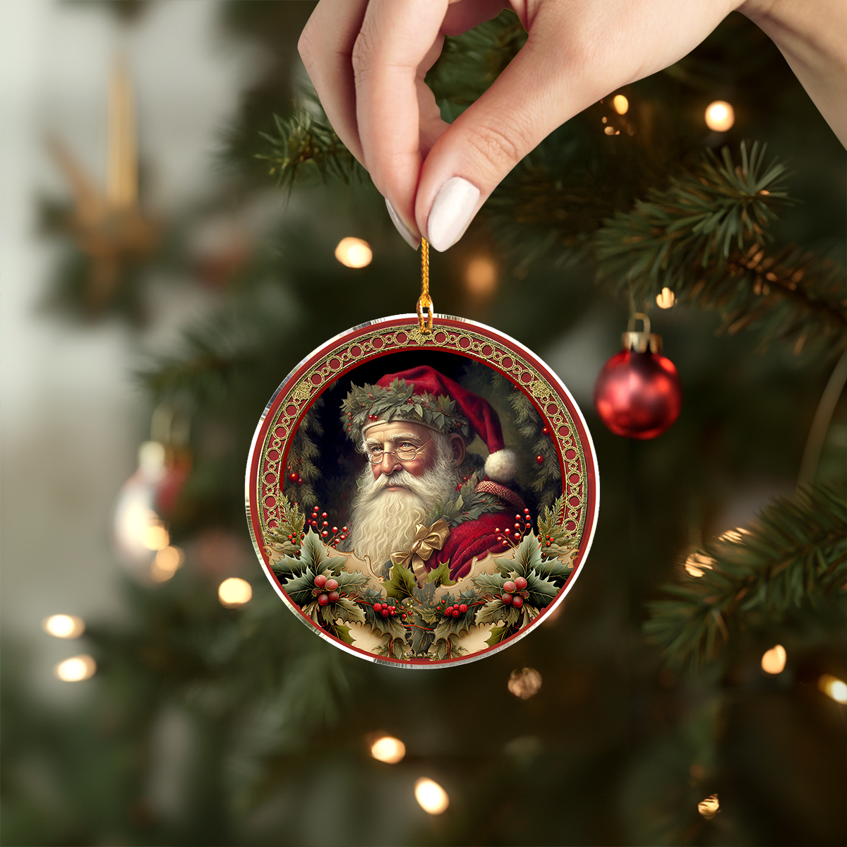 Shineful 2D Acrylic Ornament Vintage Santa Claus