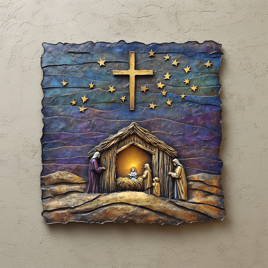 Shineful 2D Metal Sign Holy Night Nativity