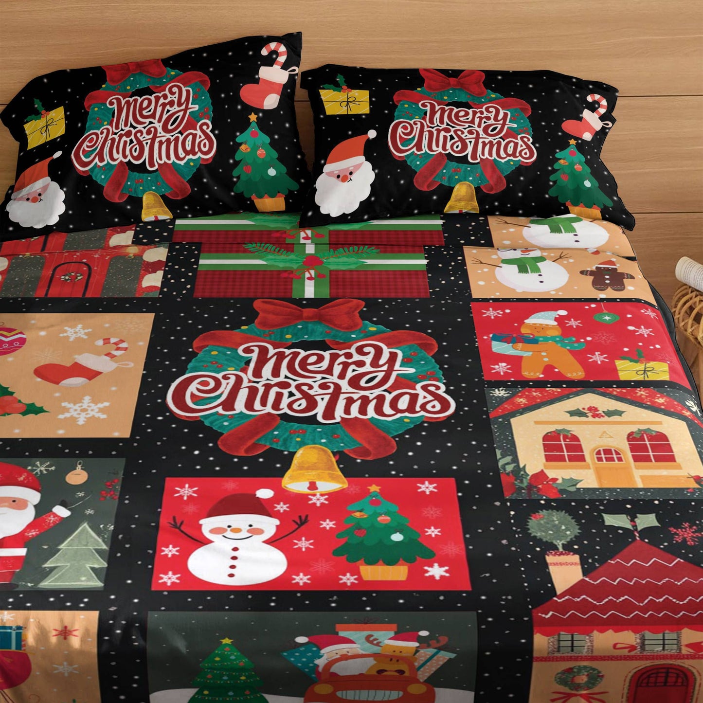 Shineful 4-Piece Bed Sheet Set Christmas Cheer