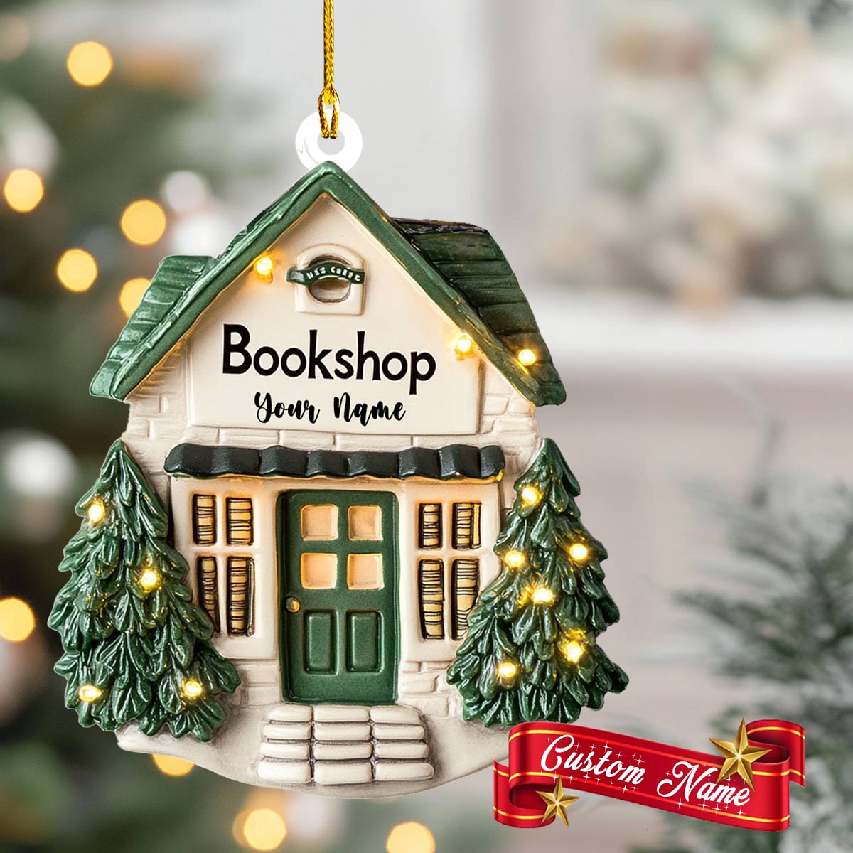 Shineful 2D Acrylic Ornament Personalized Bookstore