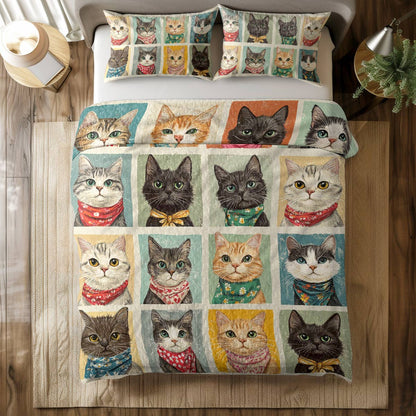 Shineful All Season Quilt 3-Piece Set Feline Faces