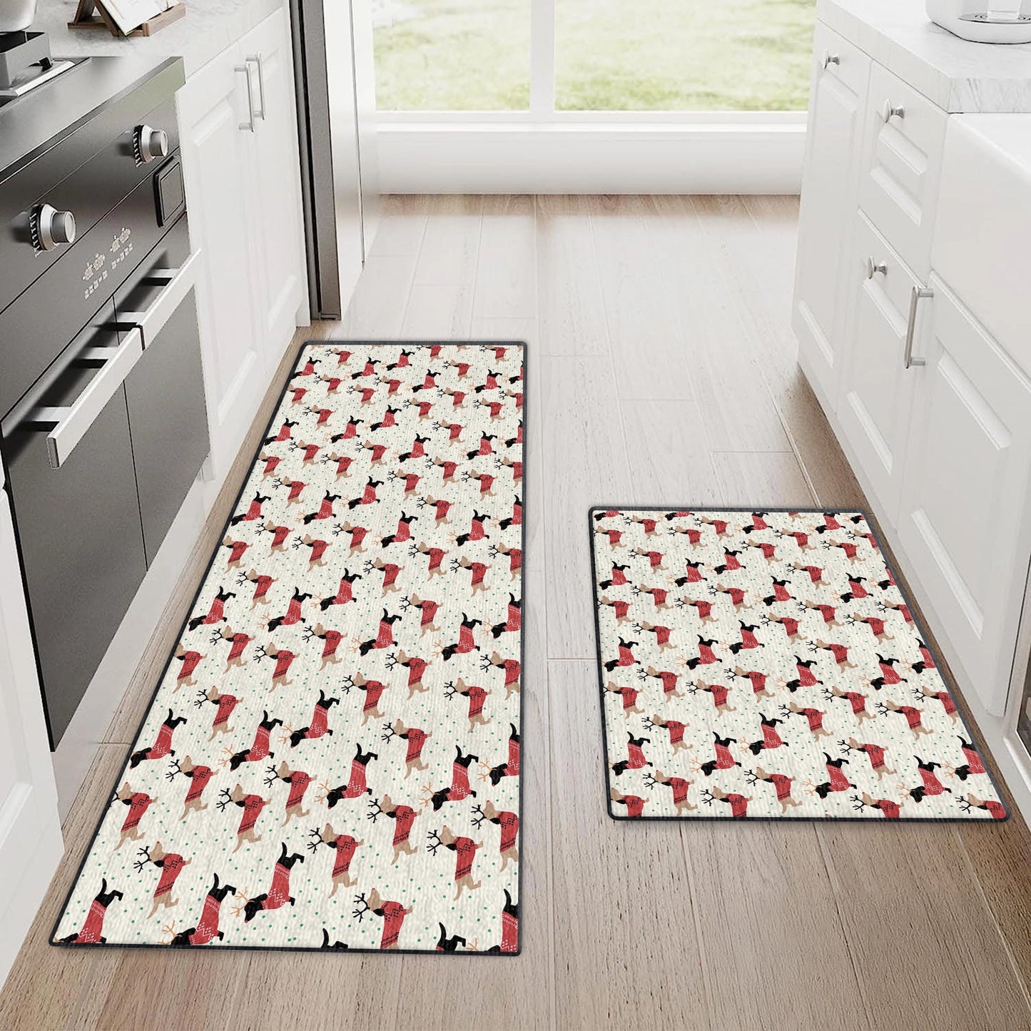 Shineful Ultra-Thin Non Skid Floor Mat, Kitchen Rugs Merry Christmas Dachshunds