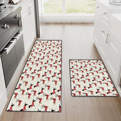 Tapis de sol antidérapant ultra fin Shineful, tapis de cuisine, teckels de Noël joyeux