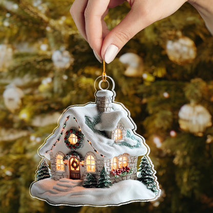 Shineful 2D Acrylic Ornament - Snowy Cottage