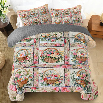 Shineful All Season Quilt 3-Piece Set Easter Spring Bloom Basket