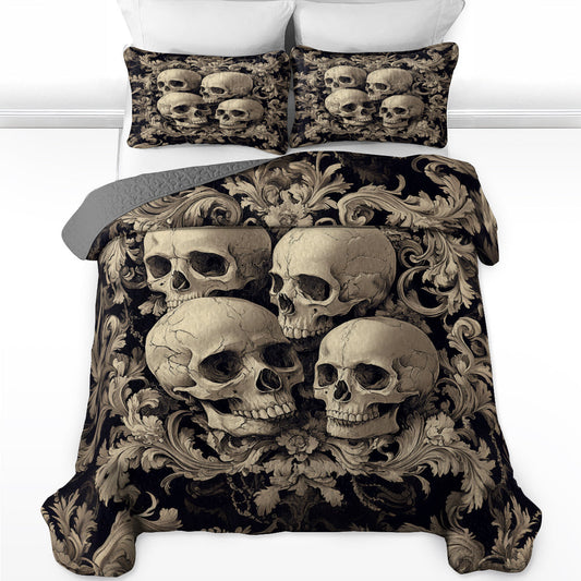 Shineful All Season Quilt 3-Piece Set - Mystic Skull Baroque