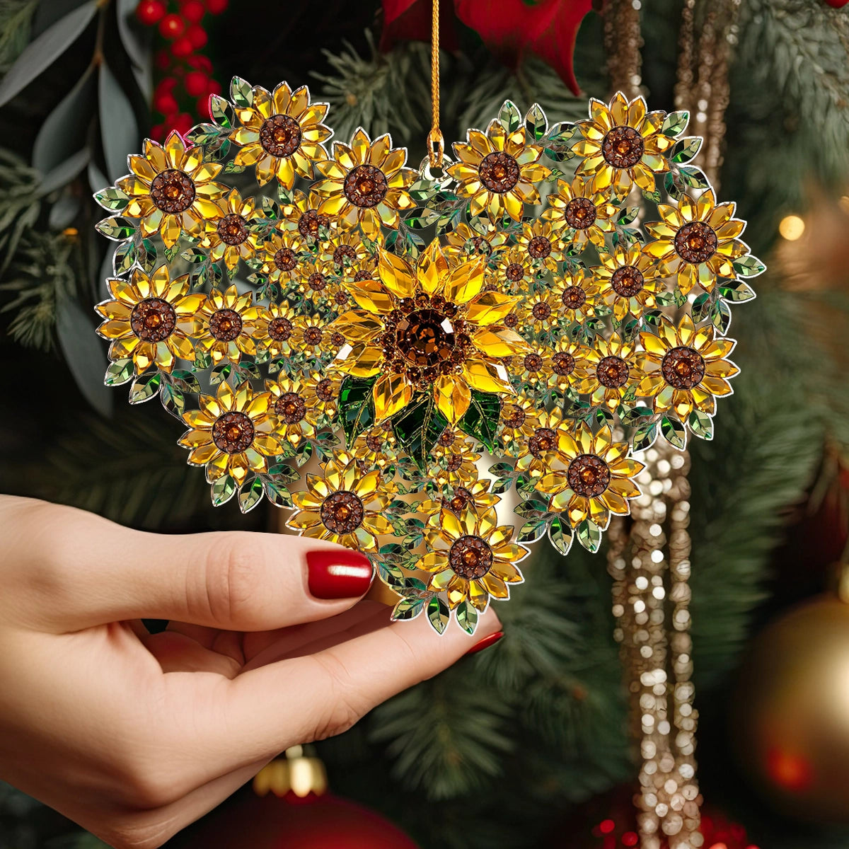 Shineful 2D Acrylic Ornament Sunflower Heart - Radiant Bloom of Love