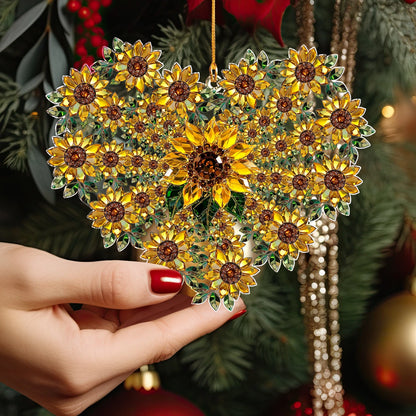 Shineful 2D Acrylic Ornament Sunflower Heart - Radiant Bloom of Love