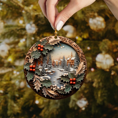 Shineful 2D Acrylic Ornament Snowy Village Charm