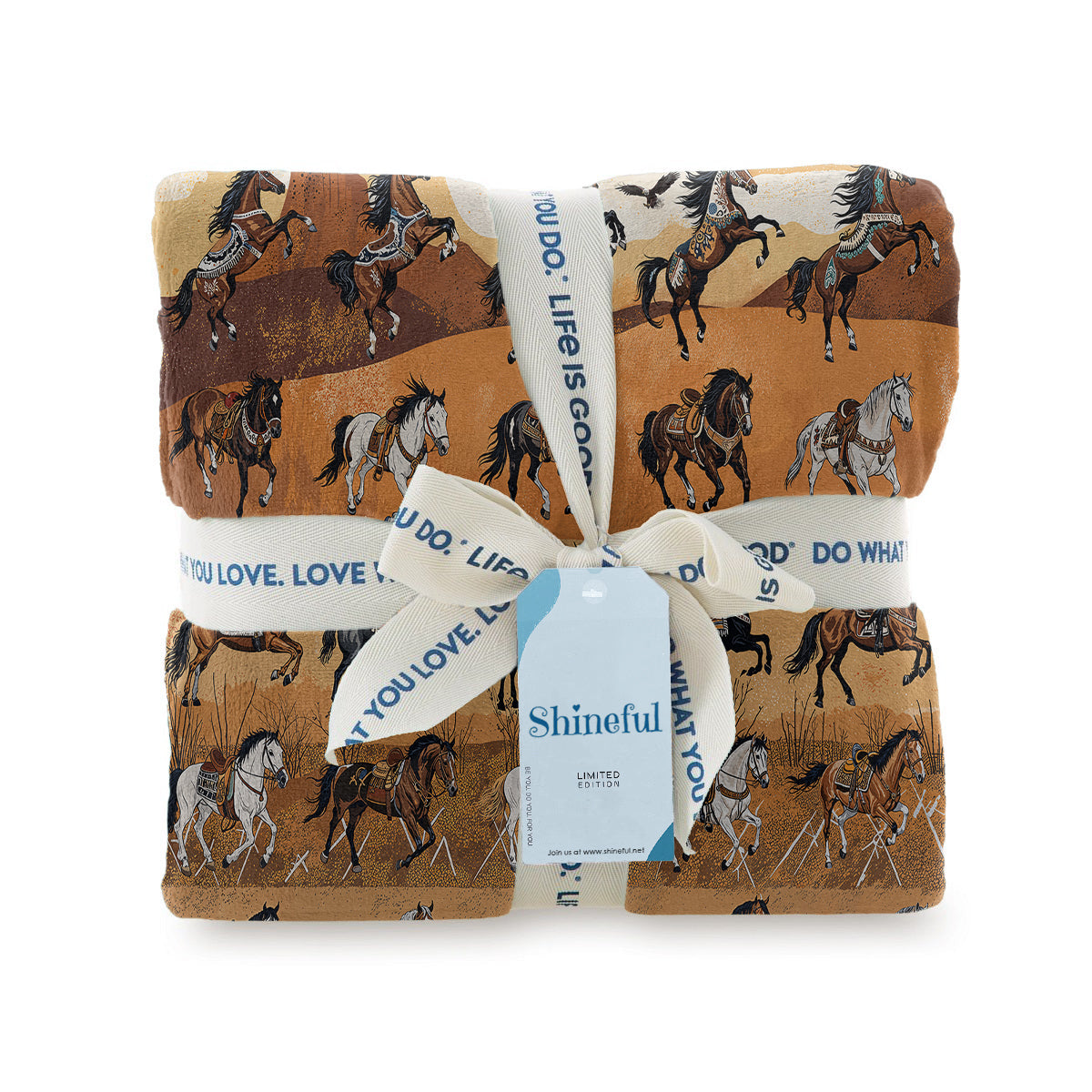 Shineful Fleece Blanket Native America Horses In Motion