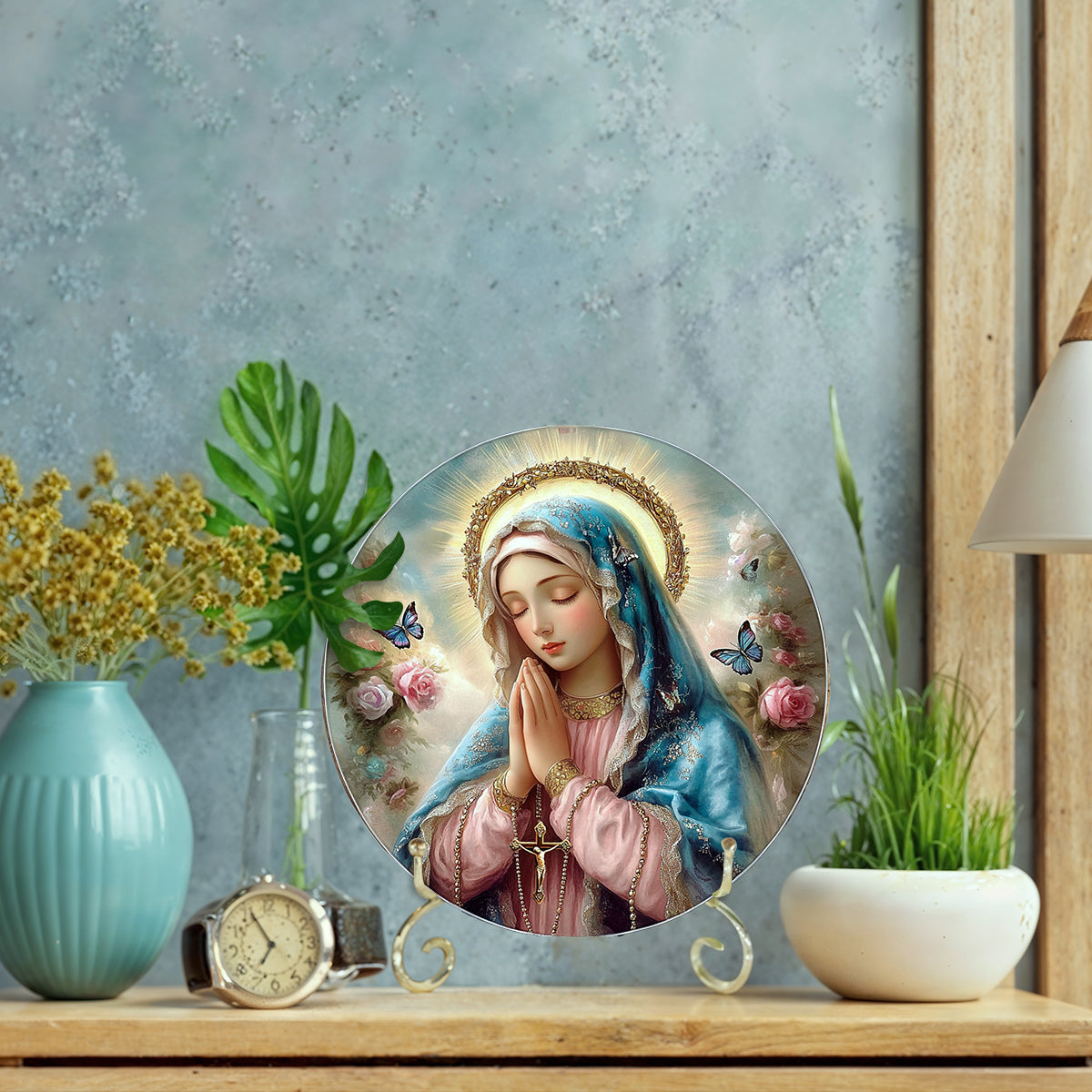 Shineful 2D Wooden Plaque, Hanging Decor, Door Sign Holy Rosary