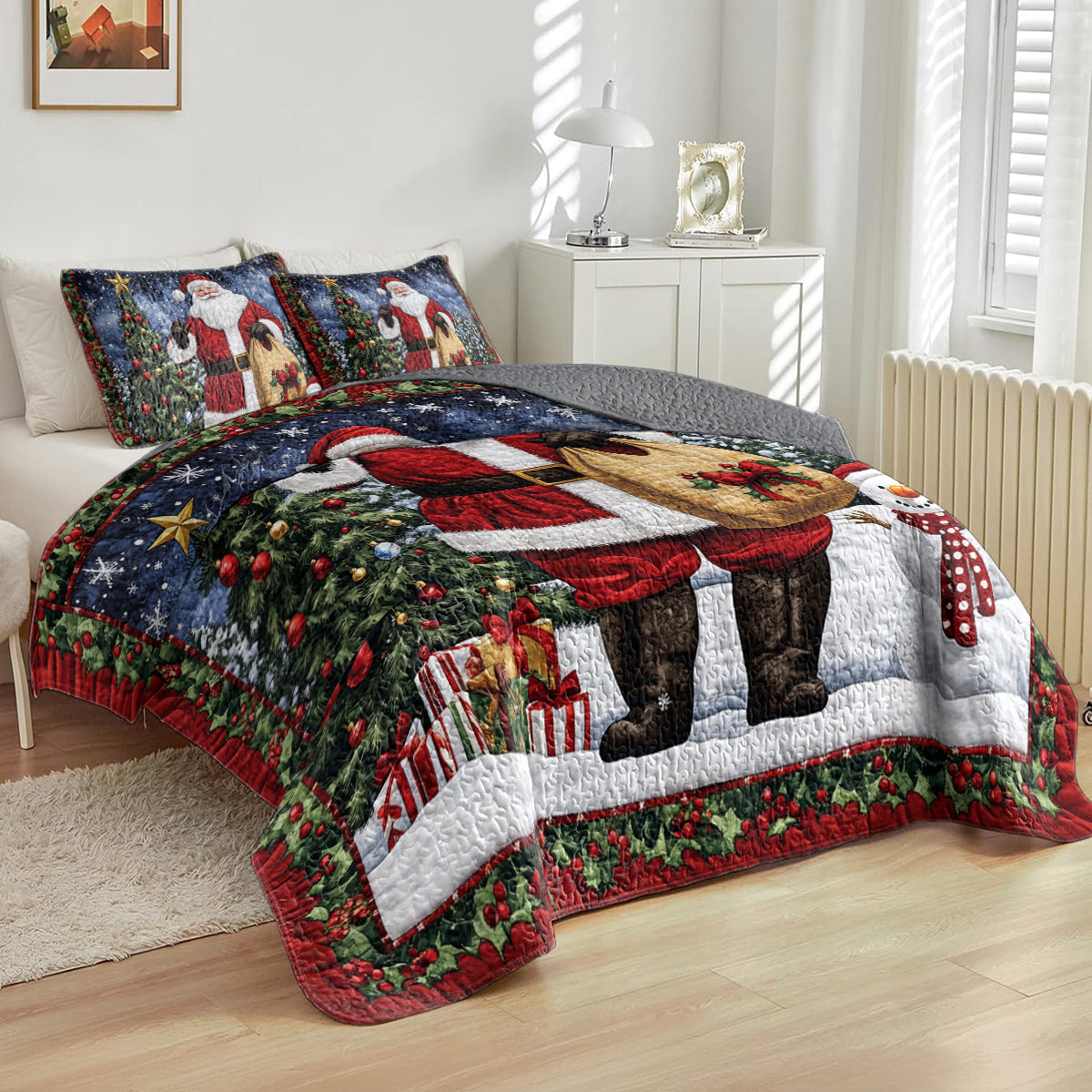 Shineful All Season Quilt 3-Piece Set Santa's Christmas Wonderland