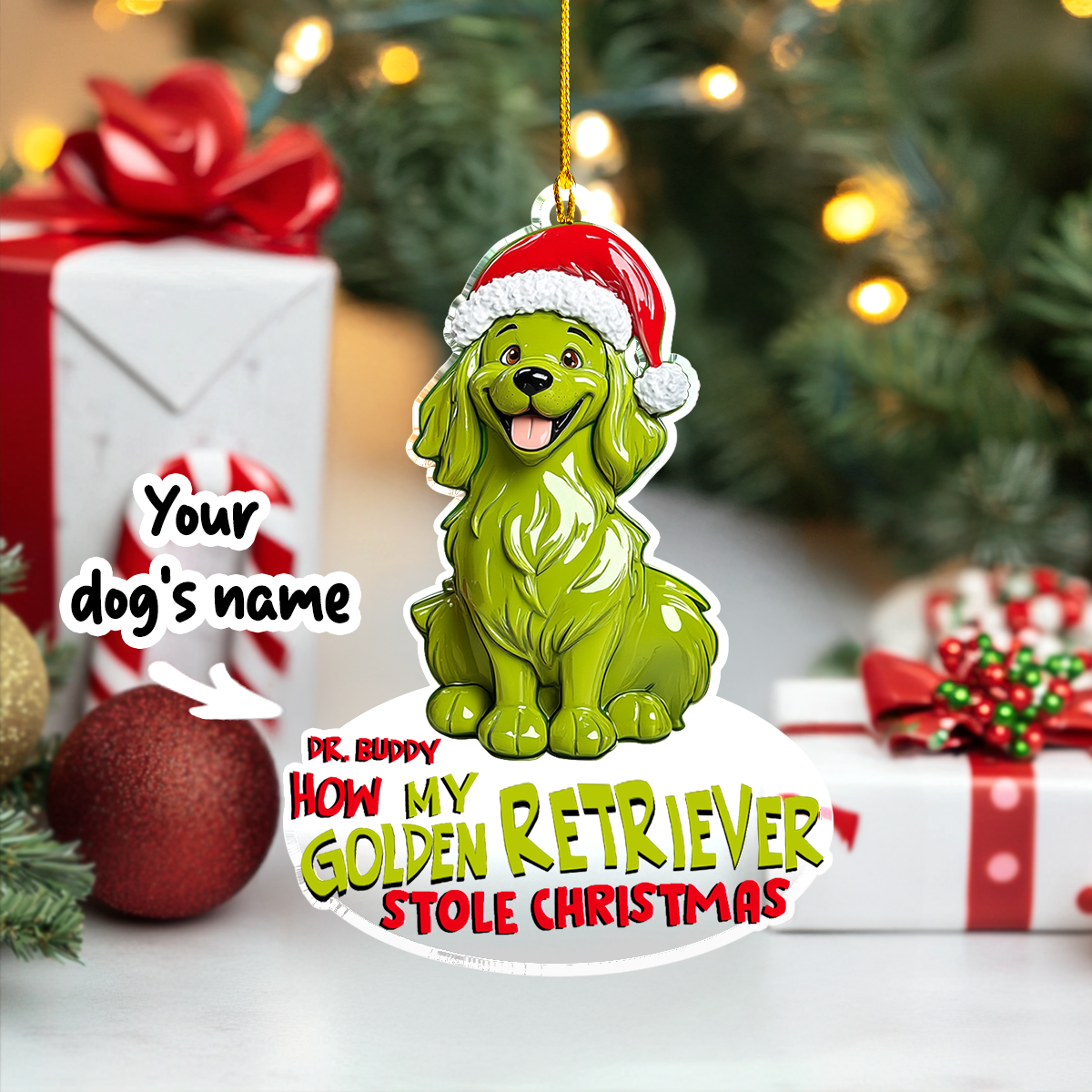 Shineful Personalized 2D Acrylic Ornament How My Baby Golden Retriever Stole Christmas