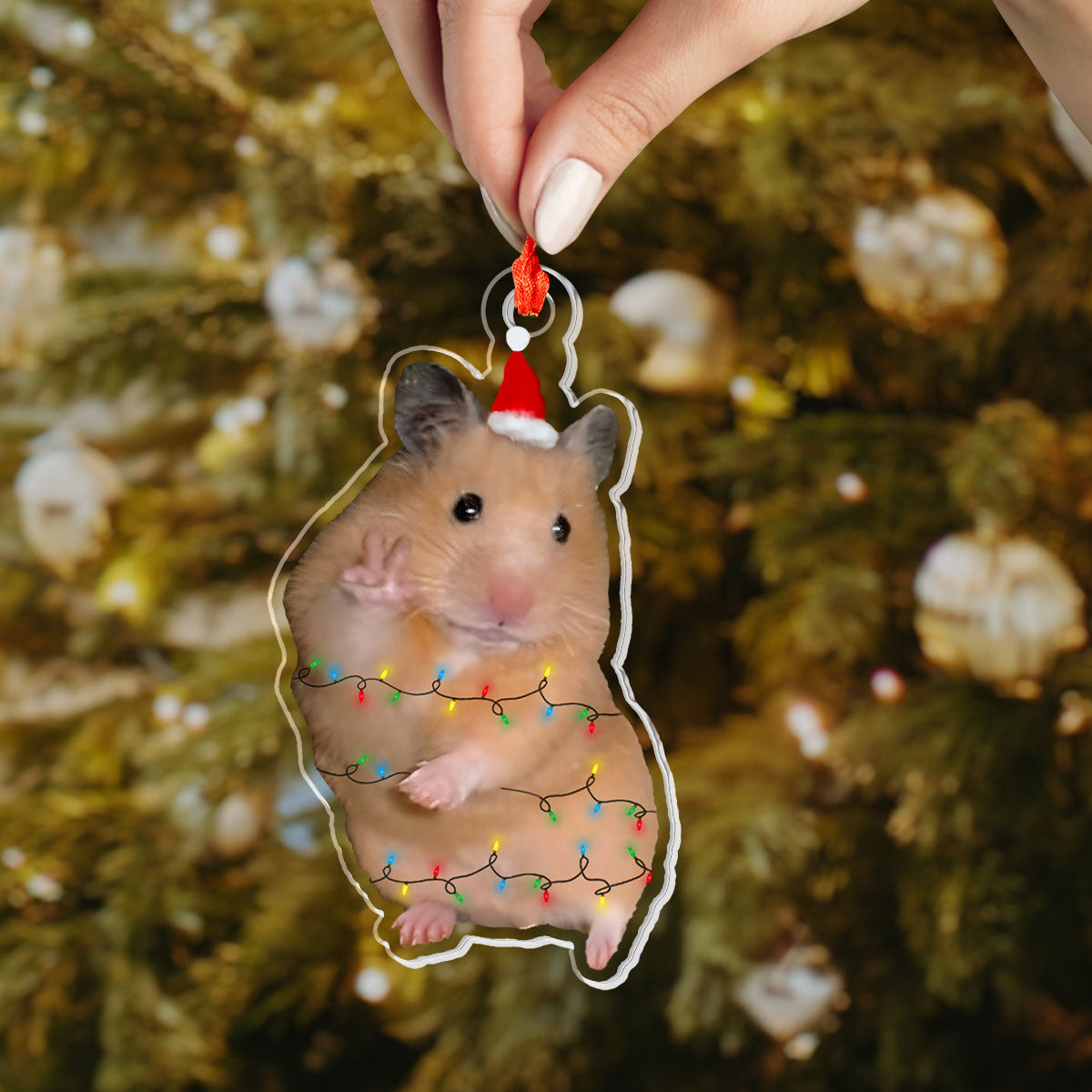 Shineful 2D Acrylic Ornament - Hamster Holiday Hype