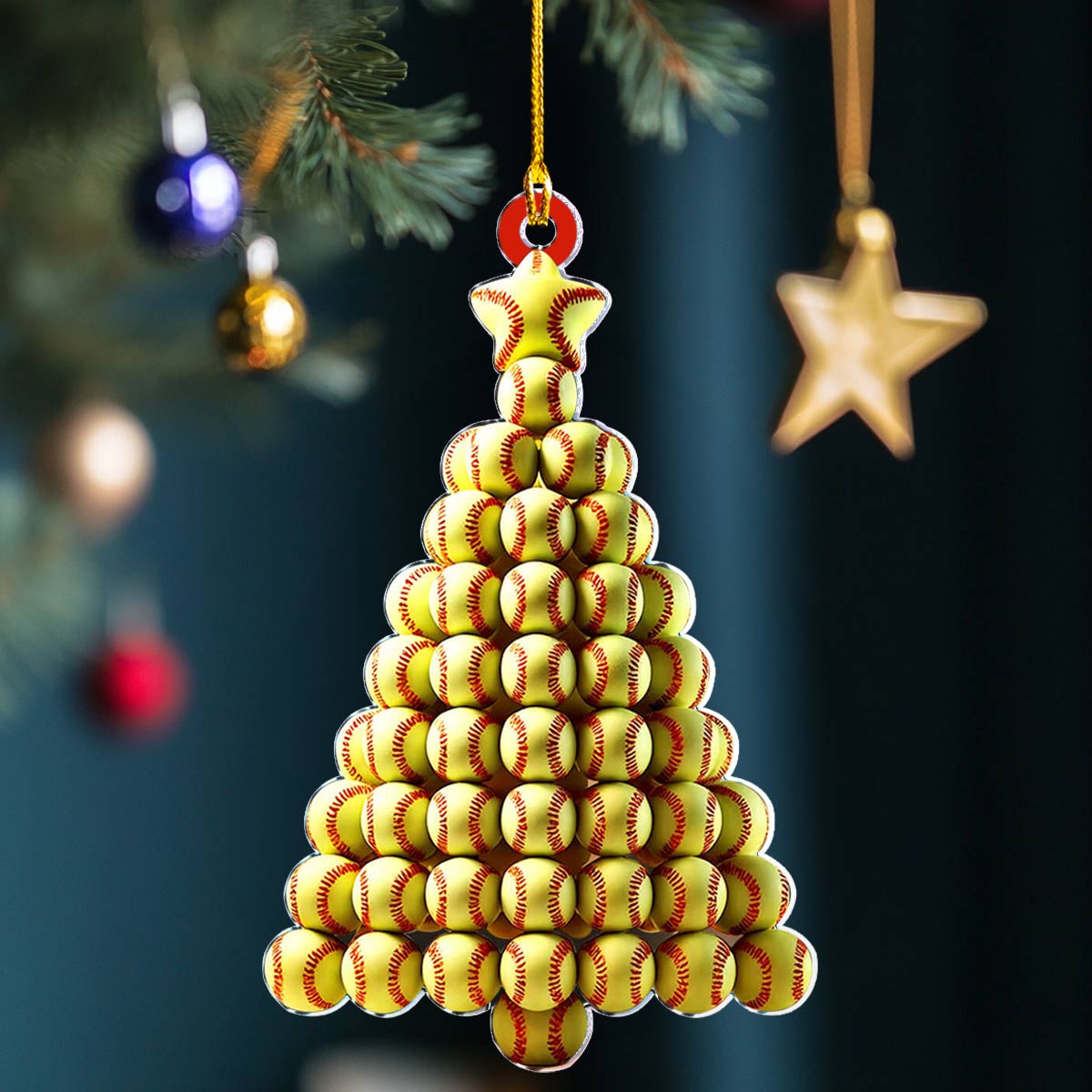 Shineful 2D Acrylic Ornament Softball Stack Christmas Tree