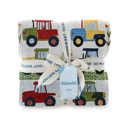 Shineful Fleece Blanket Farm Charming Tractor