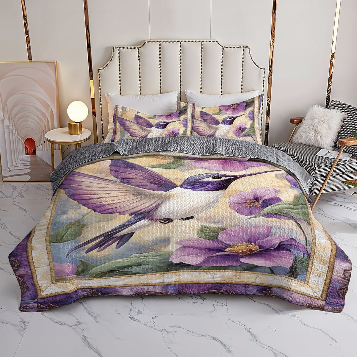 Shineful All Season Quilt 3-teiliges Set Lila Kolibri-Traum