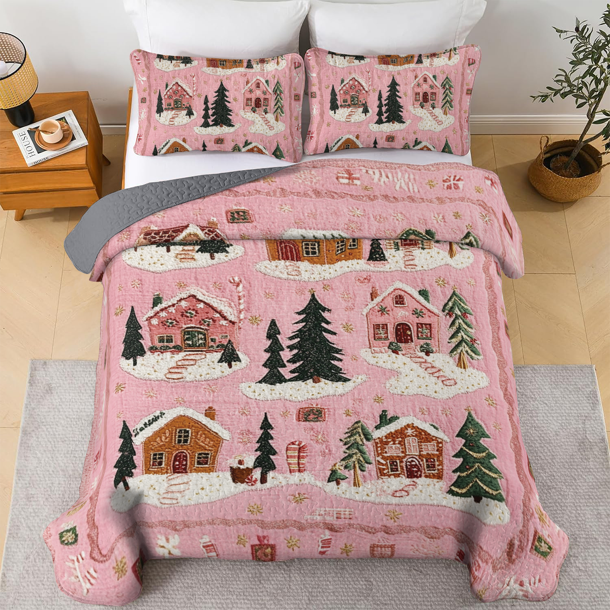 Shineful All Season Quilt 3-teiliges Set - Weihnachtshaus