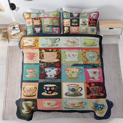 Shineful All Season Quilt 3-Piece Set - Vintage Teacup