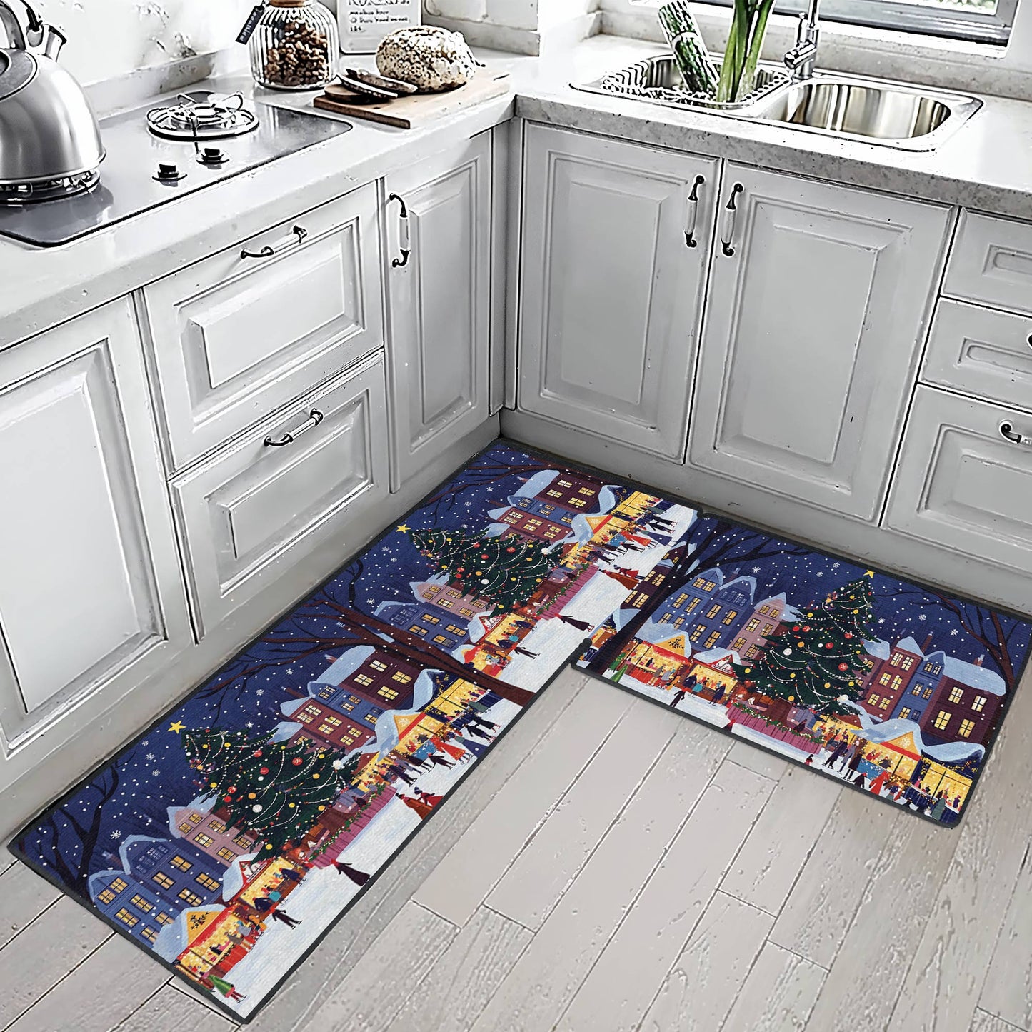 Shineful Ultra-Thin Non Skid Floor Mat, Kitchen Rugs Christmas Market