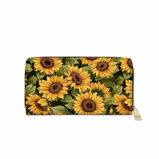 Shineful Leather Clutch Purse With Wristlet Strap Handle Sunflower Slumber