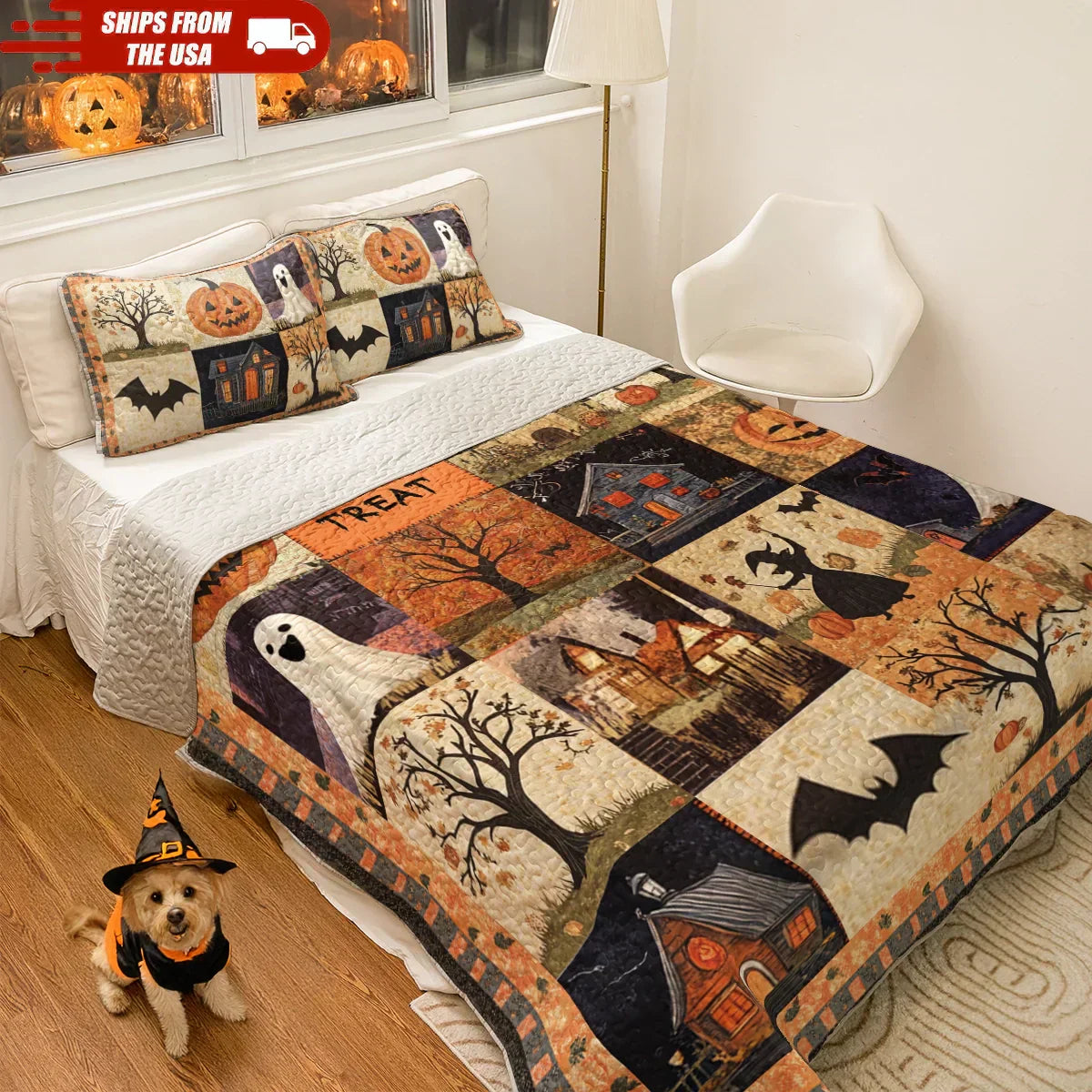 Shineful All Season Quilt 3-Piece Set - Spooky Trick Or Treat Halloween