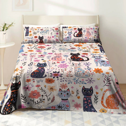 Shineful 4-Piece Bed Sheet Set Catty Blooms