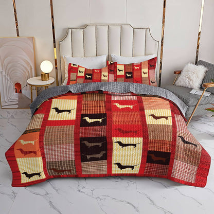 Shineful All Season Quilt 3-Piece Set Playful Dachshund