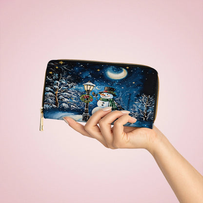 Shineful Leather Clutch Purse With Wristlet Strap Handle Frosty Night